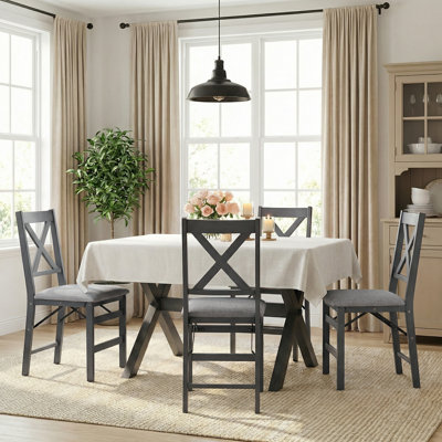 Padded Stackable Folding Dining Chairs with Solid Wood Frame