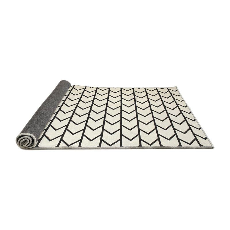 Tapis contemporain blanc / noir, Rond 7 pi