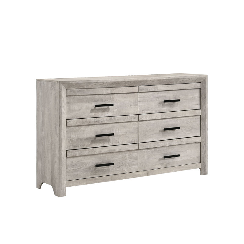 Commode à 6 tiroirs l 63 po Zarrah, Rustic Oak