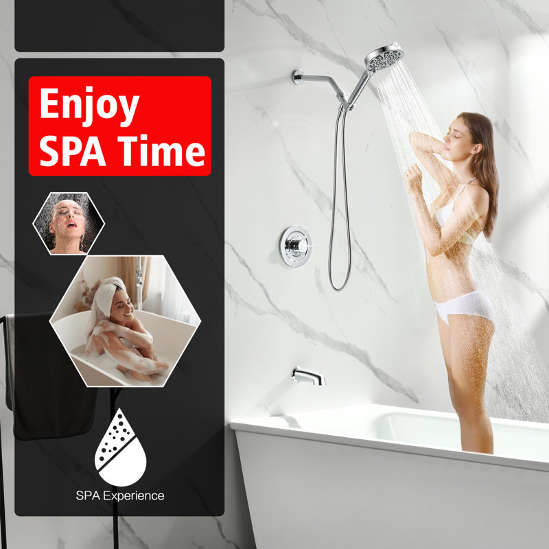SUMERAIN Tub and Shower Trim Kit with Filtered Handheld Shower Head-Softening VC, 6 Settings Spray Modes Shower Faucet