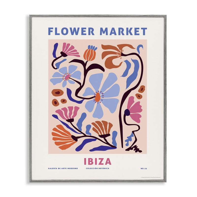 Art numérique d'Ibiza par Reinders, Encadré gris, H 14 po x l 11 po