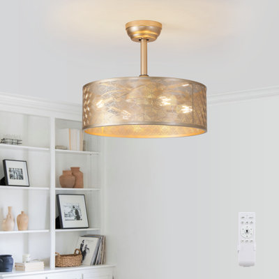 Modern Cage Ceiling Fan Chandelier With Remote Control
