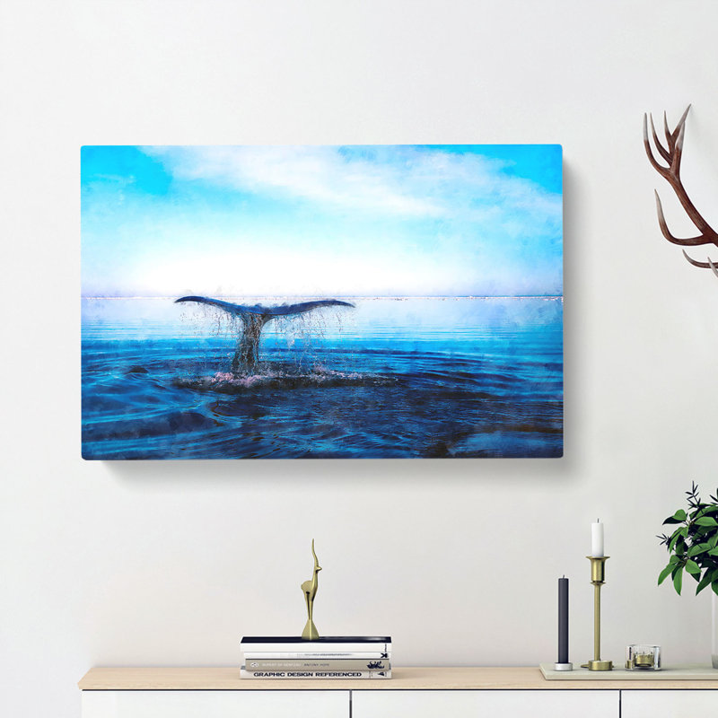 Whale Tail from the Ocean - Wrapped Canvas, 50cm H x 76cm W x 3cm D