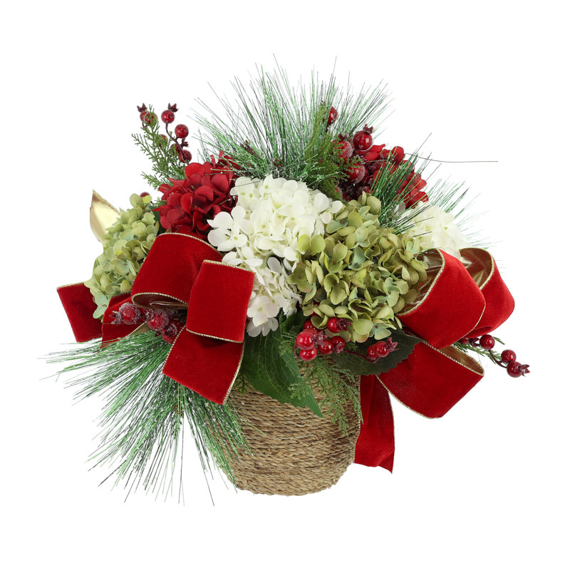 Joli hortensia et baies florales avec nœuds festifs