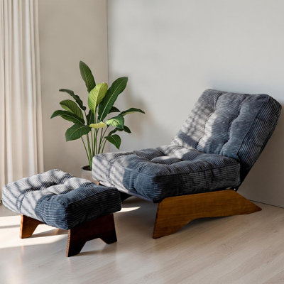Lounge Chair with Ottoman,Adjustable Backrest Tufted Accent Chair with Footrest Set