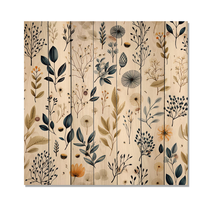 Wincanton - art mural floral sur bois de pin naturel, H 25 po x l 25 po