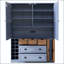 Garde-manger Farmhouse avec portes pliables, prise de courant, supports à vin et plateaux de service - 53,2 po x 17,7 po x 71 po-1462131136