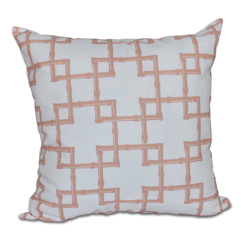 Botanical Blooms Geometric Reversible Throw Pillow, 26" H x 26" W, Coral