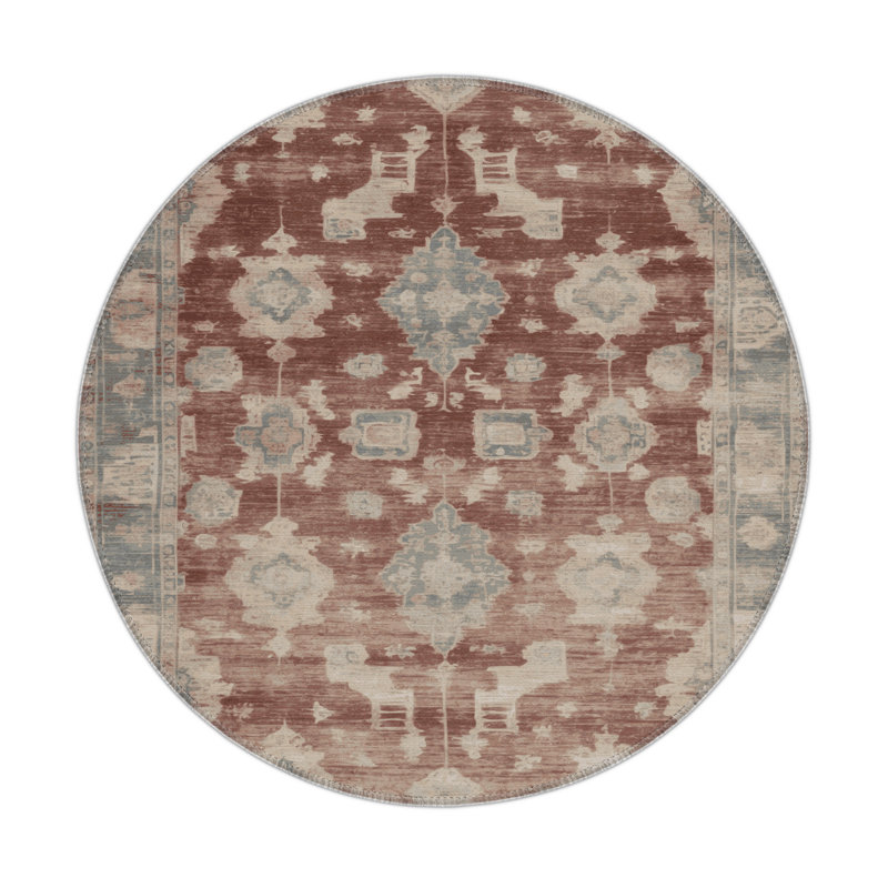 Overdyed Gray Indoor and Outdoor Area Rug, Round 5'