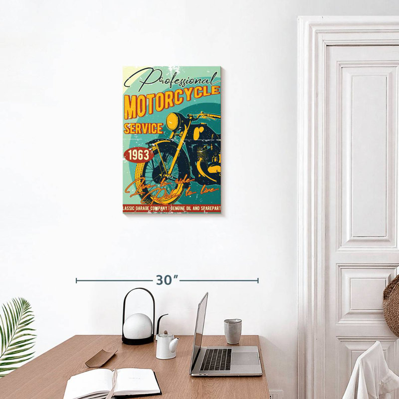 Vintage Motorcycle Poster, 24" H x 16" W