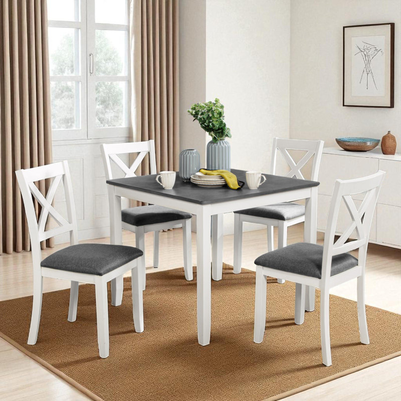 Ensemble repas pour quatre personnes, Gris / Blanc