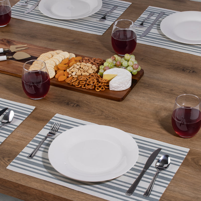 Gracie Oaks Farmhouse Stripe 4-Pack Cotton Blend Rectangular Placemats