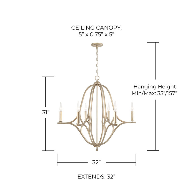 Lustre classique de style bougie , 31" H x 32" W