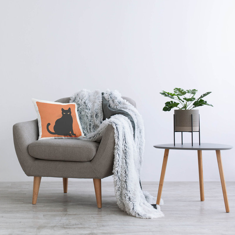 Polyester Throw Square Pillow Cover & Insert, Orange