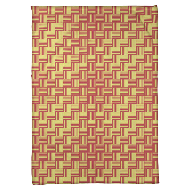Couverture polaire à rayures classic basketweave, l 60 po x L 80 po, Rouge / Jaune