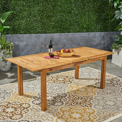 Table de salle à manger d'extérieur extensible en bois d'acacia