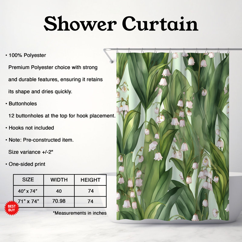 Rideau de douche 1 pièce Petal Flow, H 74 po x l 71 po