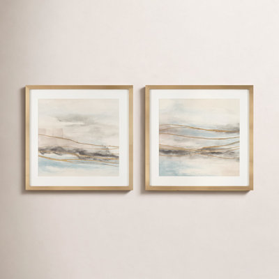 So Golden Abstract Landscape Print Set