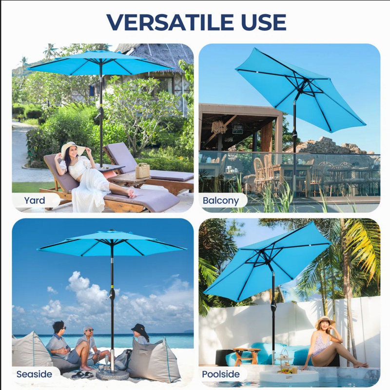7.5 blue crank tilt market patio umbrella Blissun ft Umbrella, Yard Umbrella, Outdoor with Push Button (Navy Blue) : Patio, Lawn & Garden on the terrace or by the pool Latitude Run 7.5 Feet Market