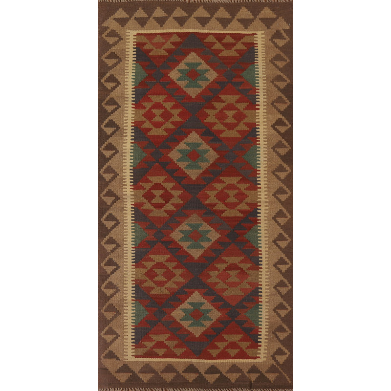 Tapis de couloir oriental géométrique Kilim 3 x 7