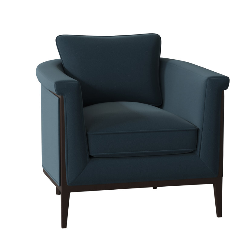 Chalice Upholstered Barrel Chair, Margaret Lagoon, American Walnut