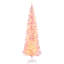 Sapin de Noël artificiel mince de 7 pi de hauteur avec 200 lumières DEL blanc chaud et 499 pointes, pour décoration de Noël, rose