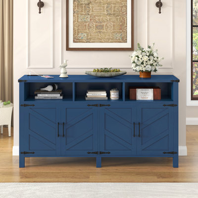 4-Door Sideboard Buffet With Power Outlets And USB Ports, Accent Cabinet With Adjustable Shelves And For Living Room, Dining Room, Entryway