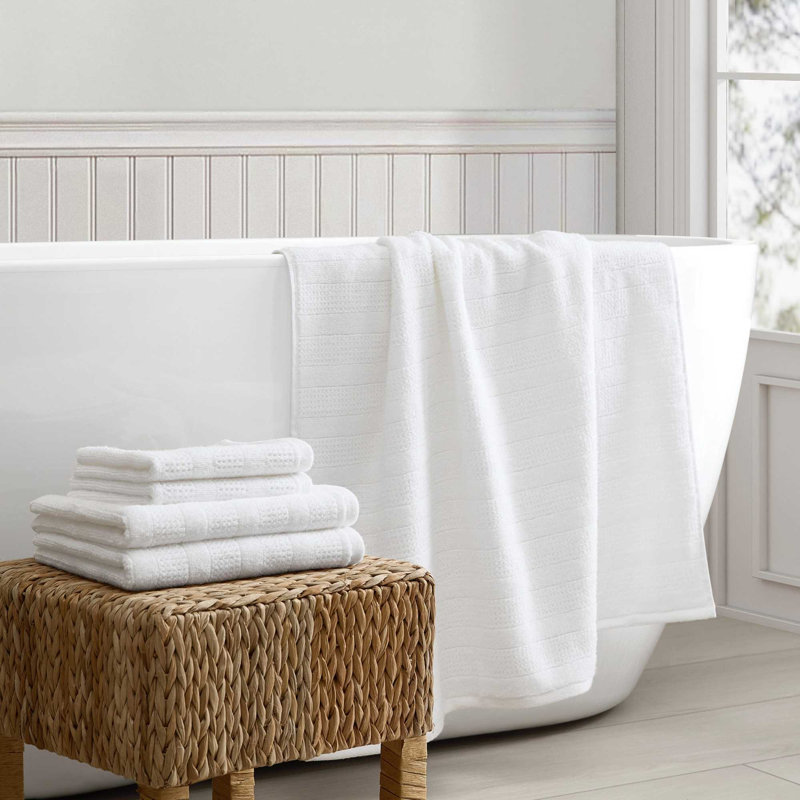 Martha Stewart Bedford Cottage Solid Cotton 6 Piece Towel Set, White