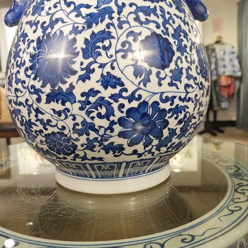 Blue and White Deer Handle Vase