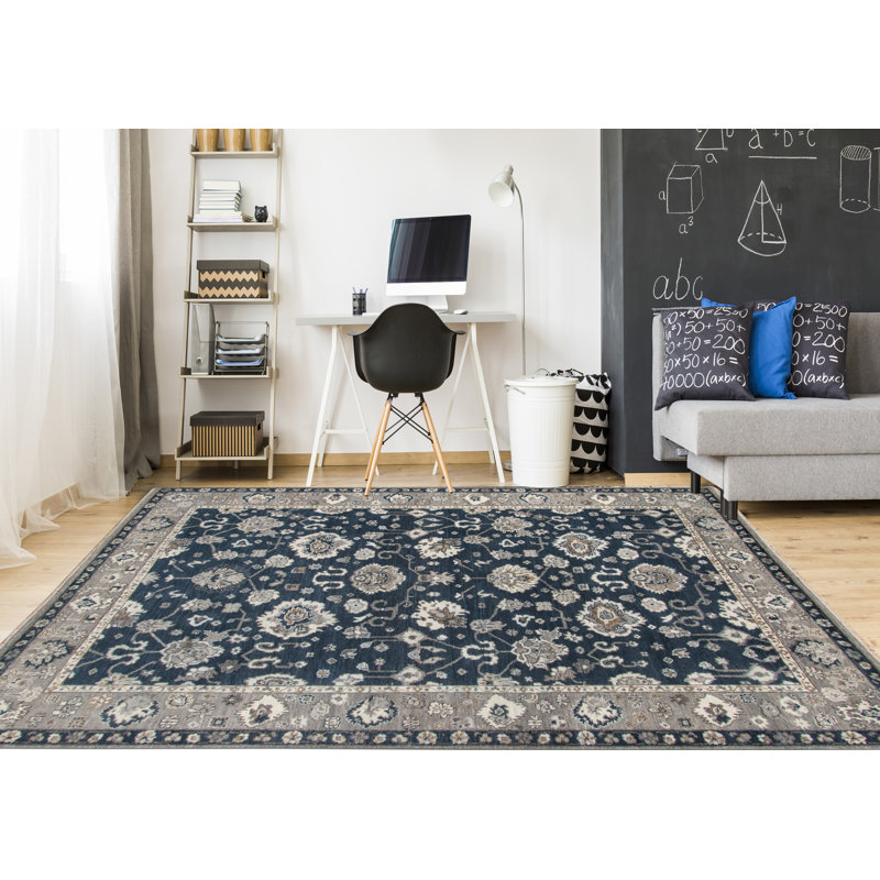 Nuit Arabe Wool Geometric Area Rug in Blue, Rectangle 2' x 3'