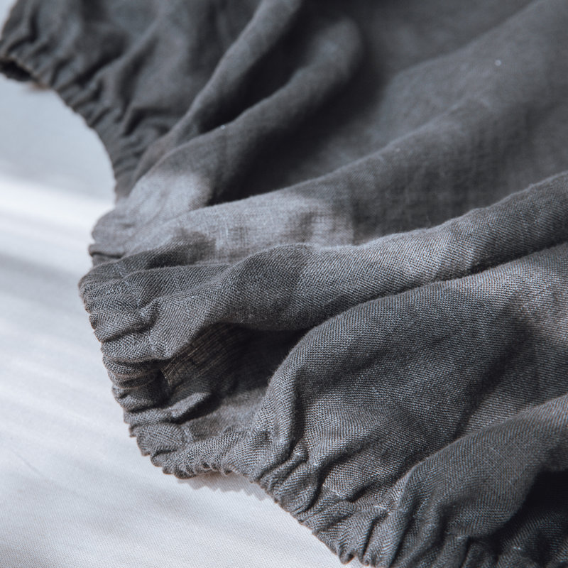 Linen Fitted Sheet, King Fitted Sheet, Dark Gray