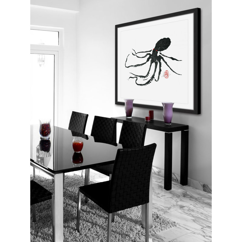« ursula-black octopus », reproduction d’art encadrée, H 12 po x l 12 po x P 1,5 po