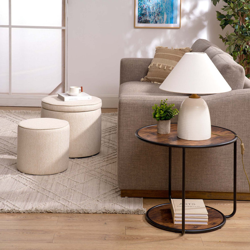 Ottoman,Multi-Functional Combination Set Table Ottoman, Combination of Ottoman and Table, With Drum Stool,with Storage Space