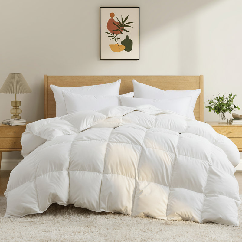 All Season Feather Fiber & Down Duvet Insert with 100% Cotton Cover, Cal King