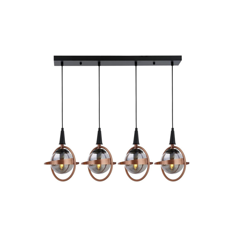 Demps 4 - Light Kitchen Island Chandelier, Black