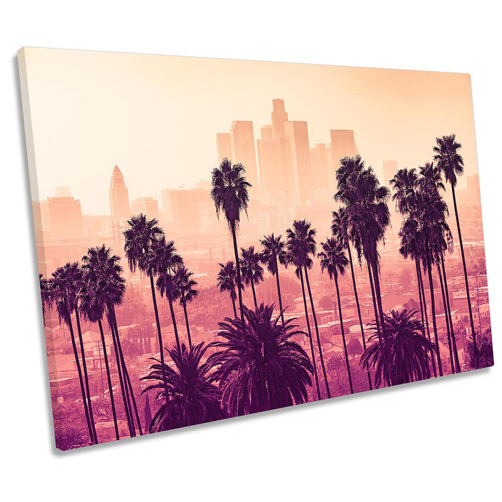 17 Stories Los Angeles City Palm Trees - Wrapped Canvas Photograph ...