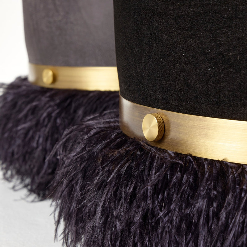 Ostrich Fluff Pouf, Black