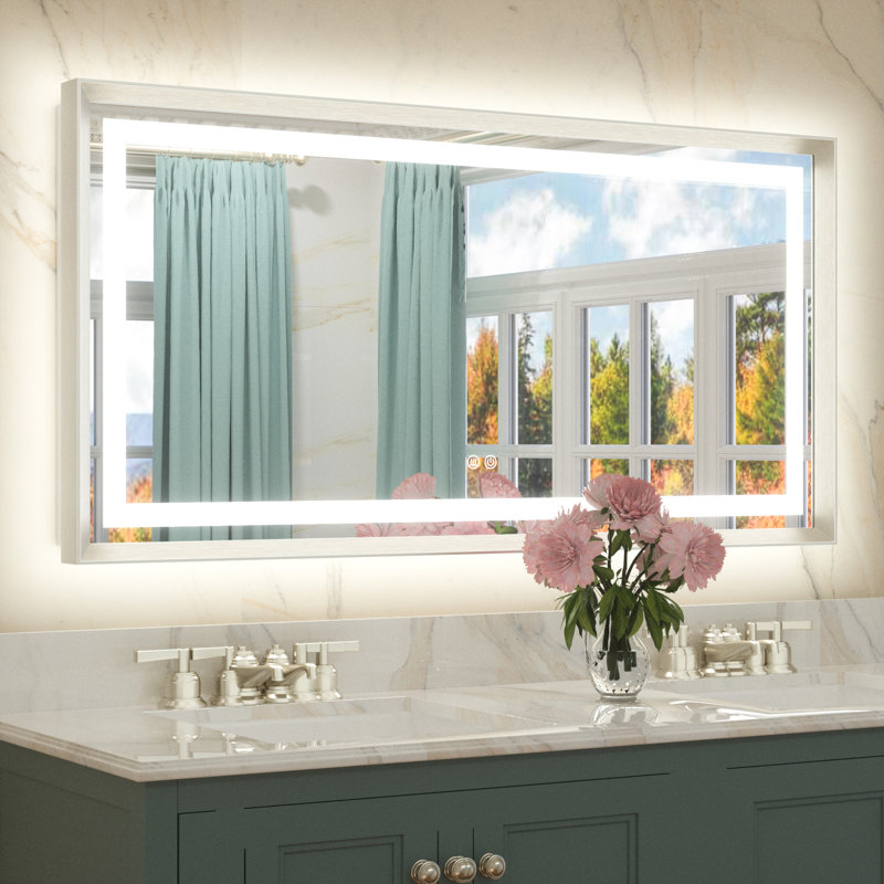 Super Bright Bathroom Vanity Mirror, LED Lighted Mirror with Frontlit & Backlit, 3 Color Temperature, 50000h Lifespan, Tempered Glass, Beveled Aluminum Alloy Frame