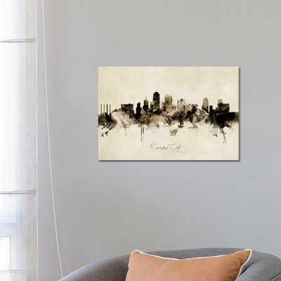 Kansas City Missouri Skyline by Michael Tompsett - 1 Piece Wrapped Canvas Painting