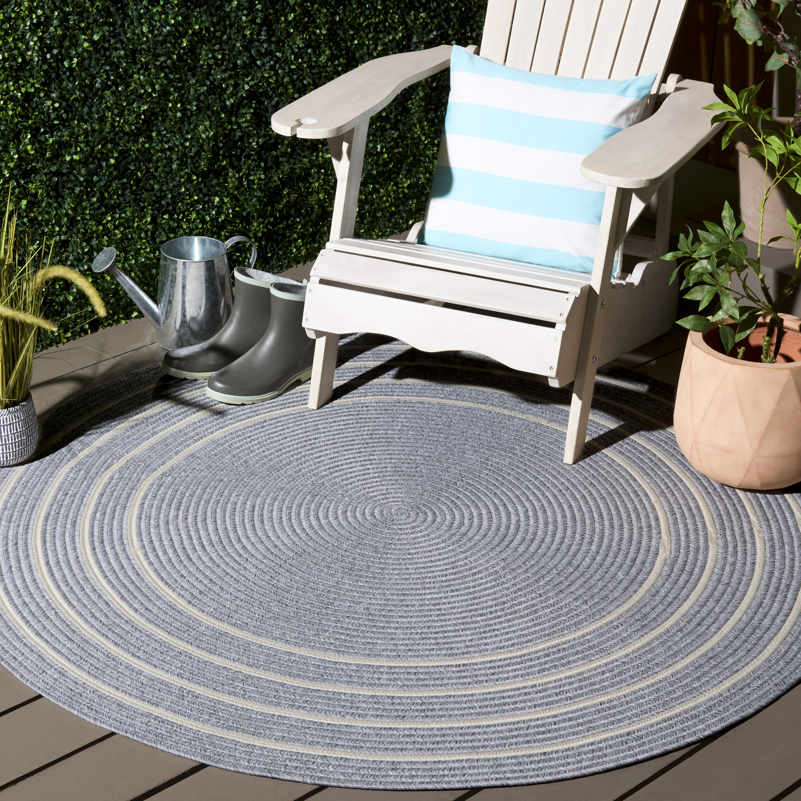 Machine Washable Hand-Woven Braided Rug, Round 5'