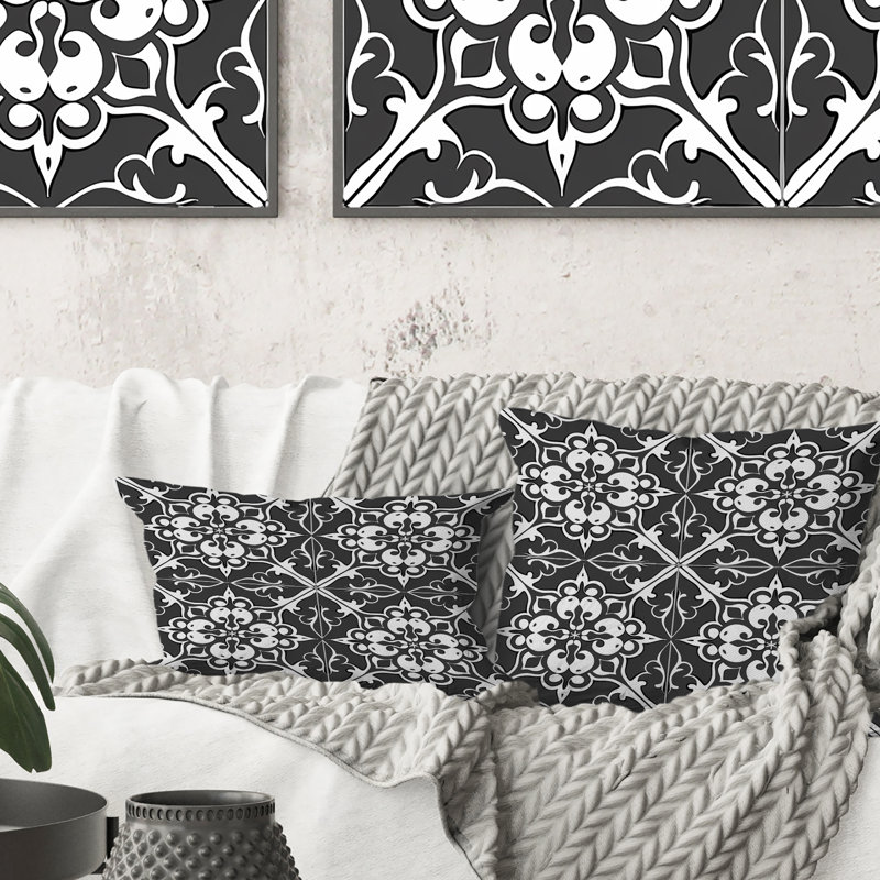 Carreaux de mosaïque gris I - coussin décoratif traditionnel, H 16 po x l 16 po