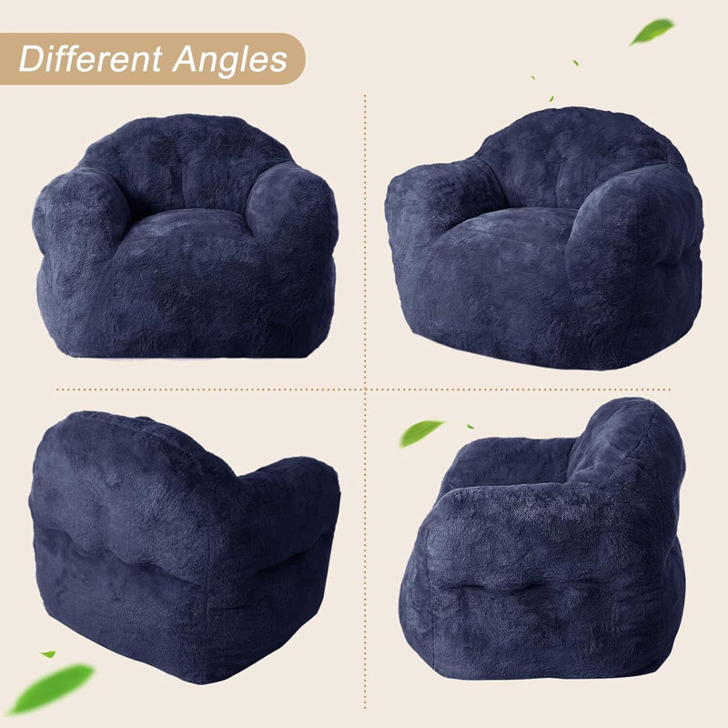 Fauteuil à billes pour adultes avec bourre, H 28 po x l 39 po x P 32 po, Marine