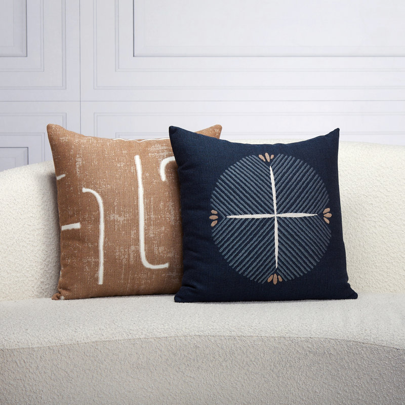 Instinct Sunbrella® Square Indoor/Outdoor Throw Pillow Cover & Insert by Elaine Smith, Camel