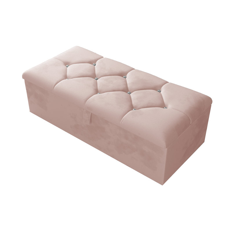 Alax 102cm Wide Rectangle Geometric Standard Ottoman with Storage, Pink