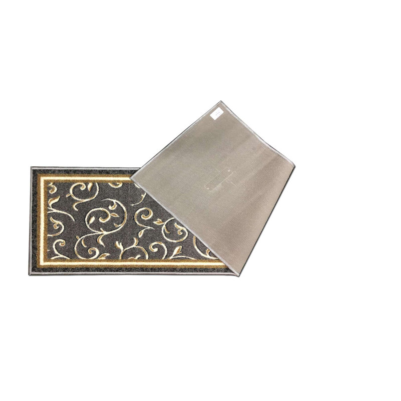 Tapis de cuisine Faasulu, Tapis de couloir 1,11 po x 7 pi, Gris foncé