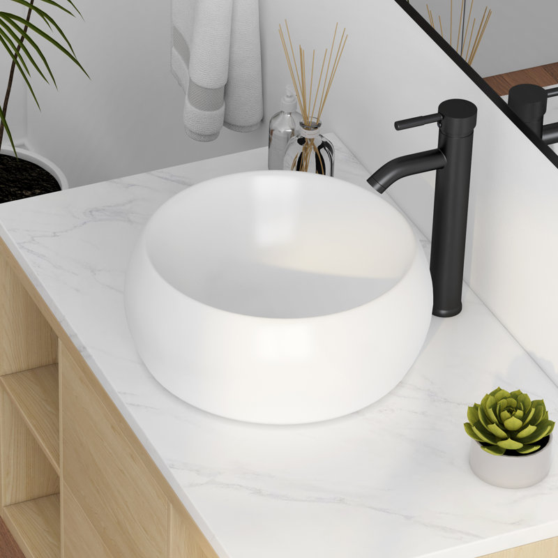 16" X 16'' Circular Vitreous China Bathroom Vessel Sink in White