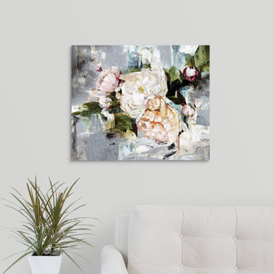 « pivoine fleuri », peinture sur toile