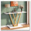 Console moderne avec plateau en faux marbre et pieds en V