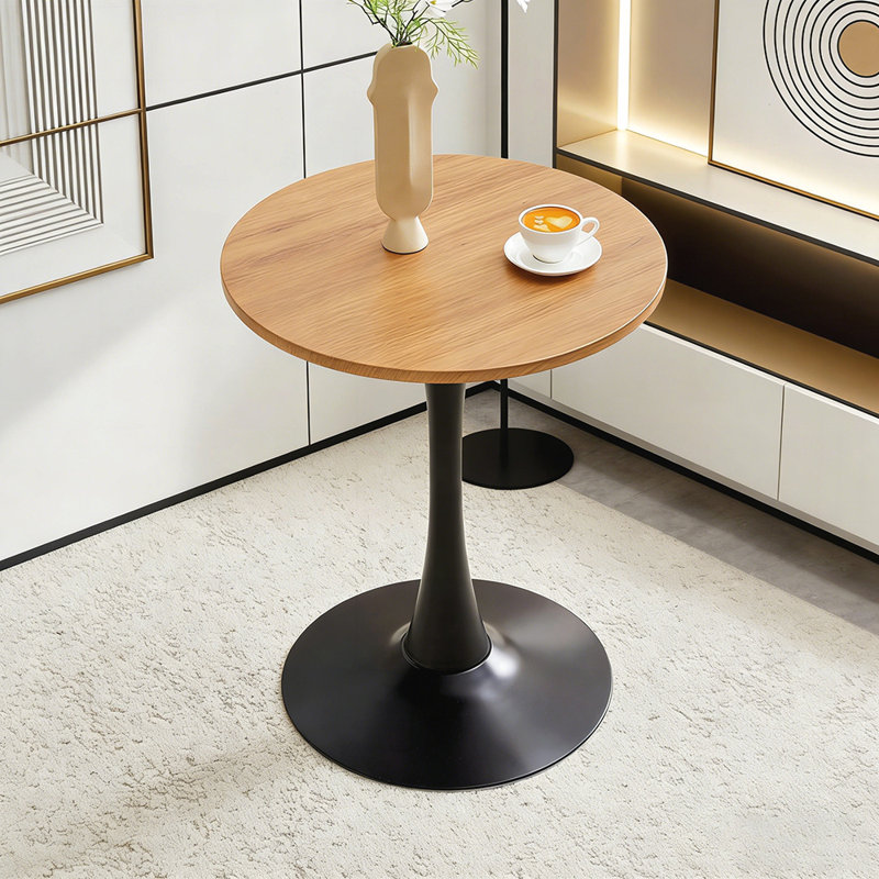 Round Mid-Century Modern Tulip Table with Thickened Top,  for Small Spaces and Multi-Use in Kitchen or Living Room., Wood
