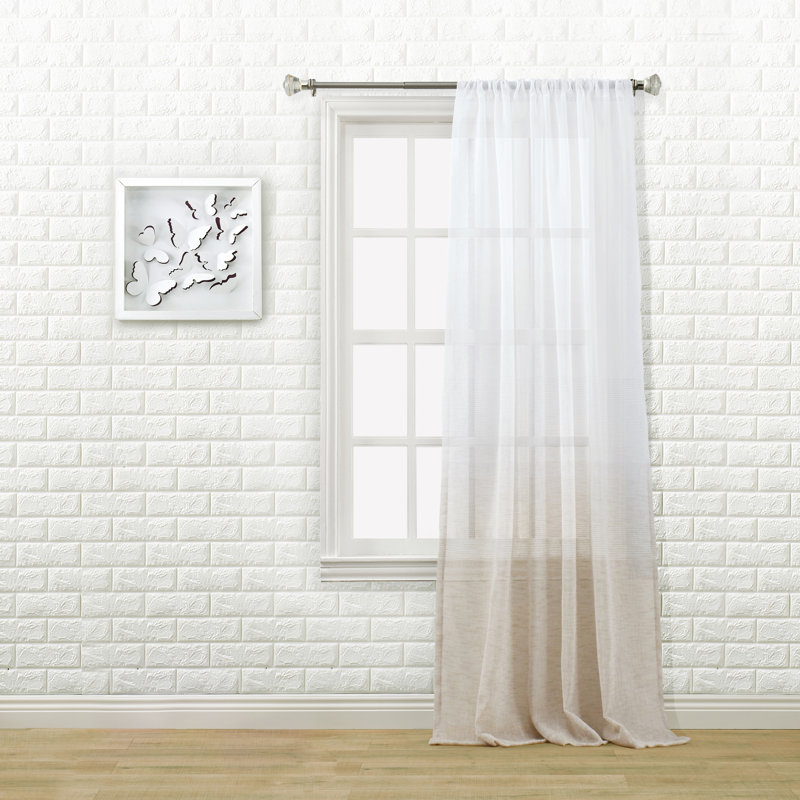 Bergen Semi Sheer Curtain Single Panel, Linen, 52"W x 96"L